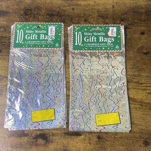 Vtg 90s Champion Shiny Metallic Gift Bags Lot Of 20 Total New In Package